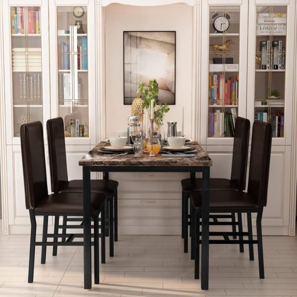 Faux Marble Kitchen Table with 4 Chairs